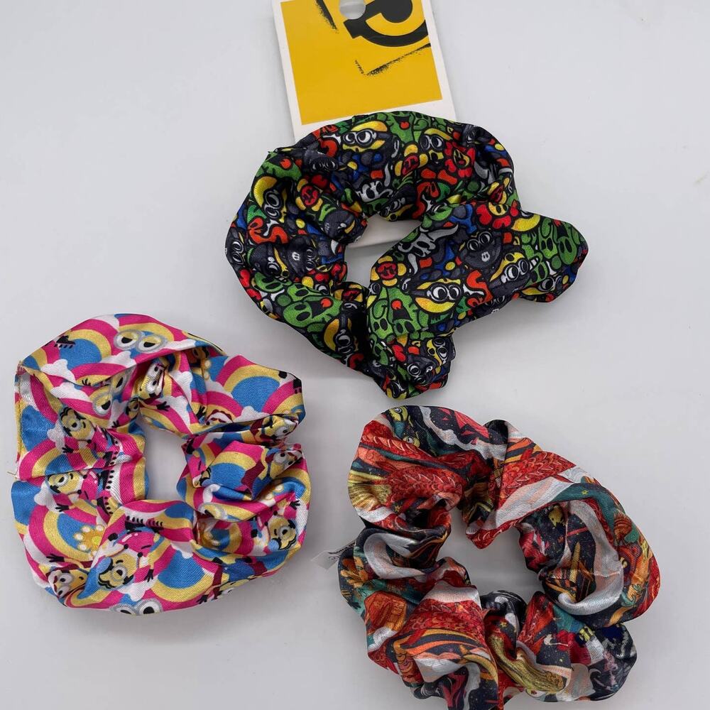 3-Pack Minions Hair Scrunchies - Colorful Elastic Ties for Girls, Fun & Cute!